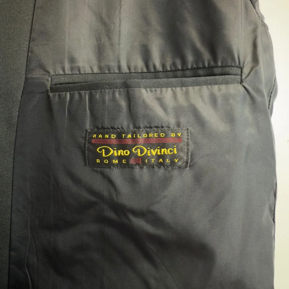 Dino Divinci Mens 44L Double Breasted Tuxedo Jacket Satin Peak Lapel‎ Blazer